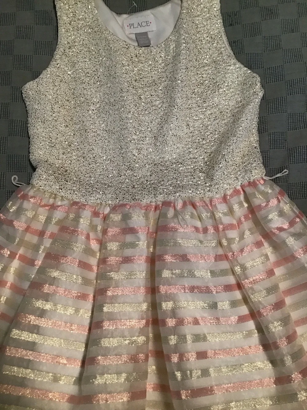 Childrens Place Shimmer Pink White Dress Size M-7/8 Girls